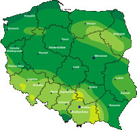 Mapa wiatrów w Polsce.